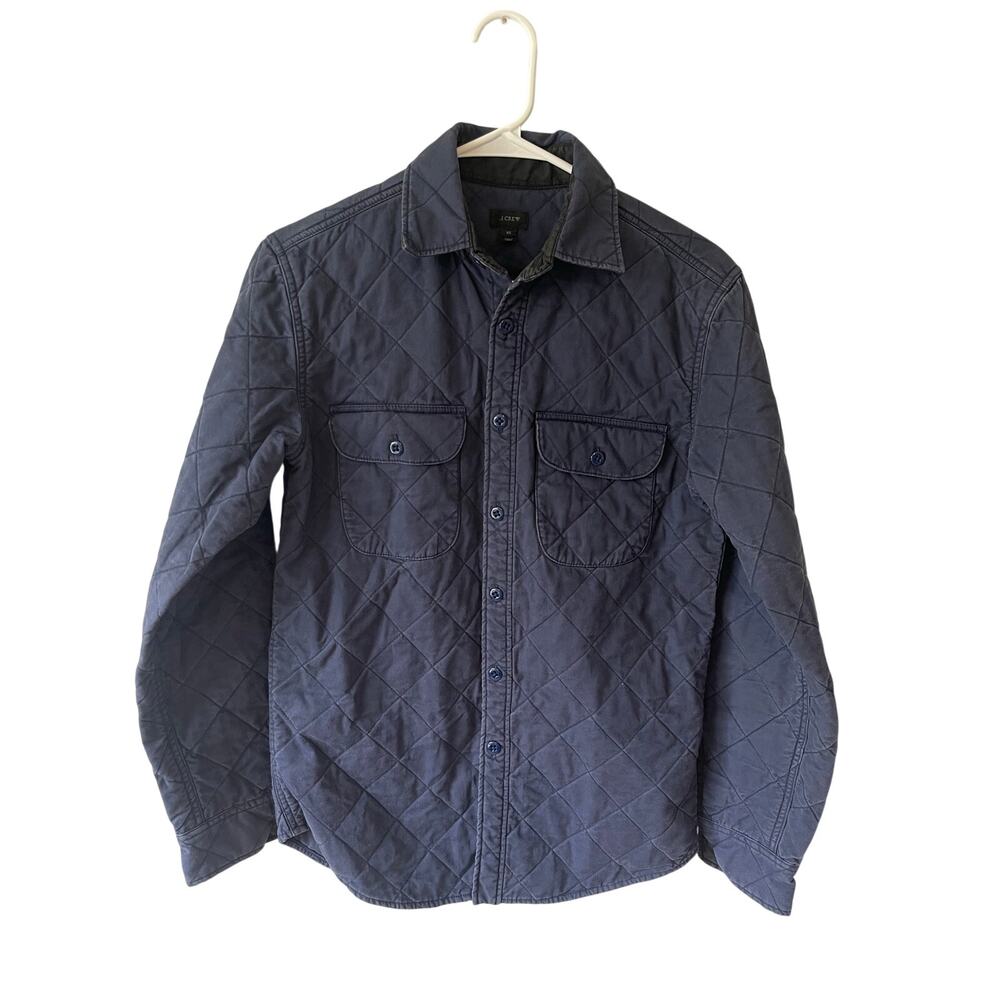 J. Crew men's quilted shirt double breast pocket navy blue size XS